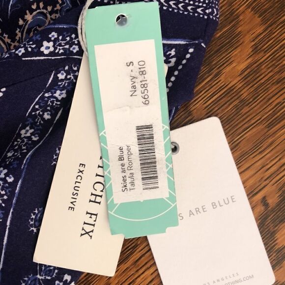 NEW Skies are Blue Navy and White Three Quarter Sleeve Romper Size S NWT - Picture 10 of 16